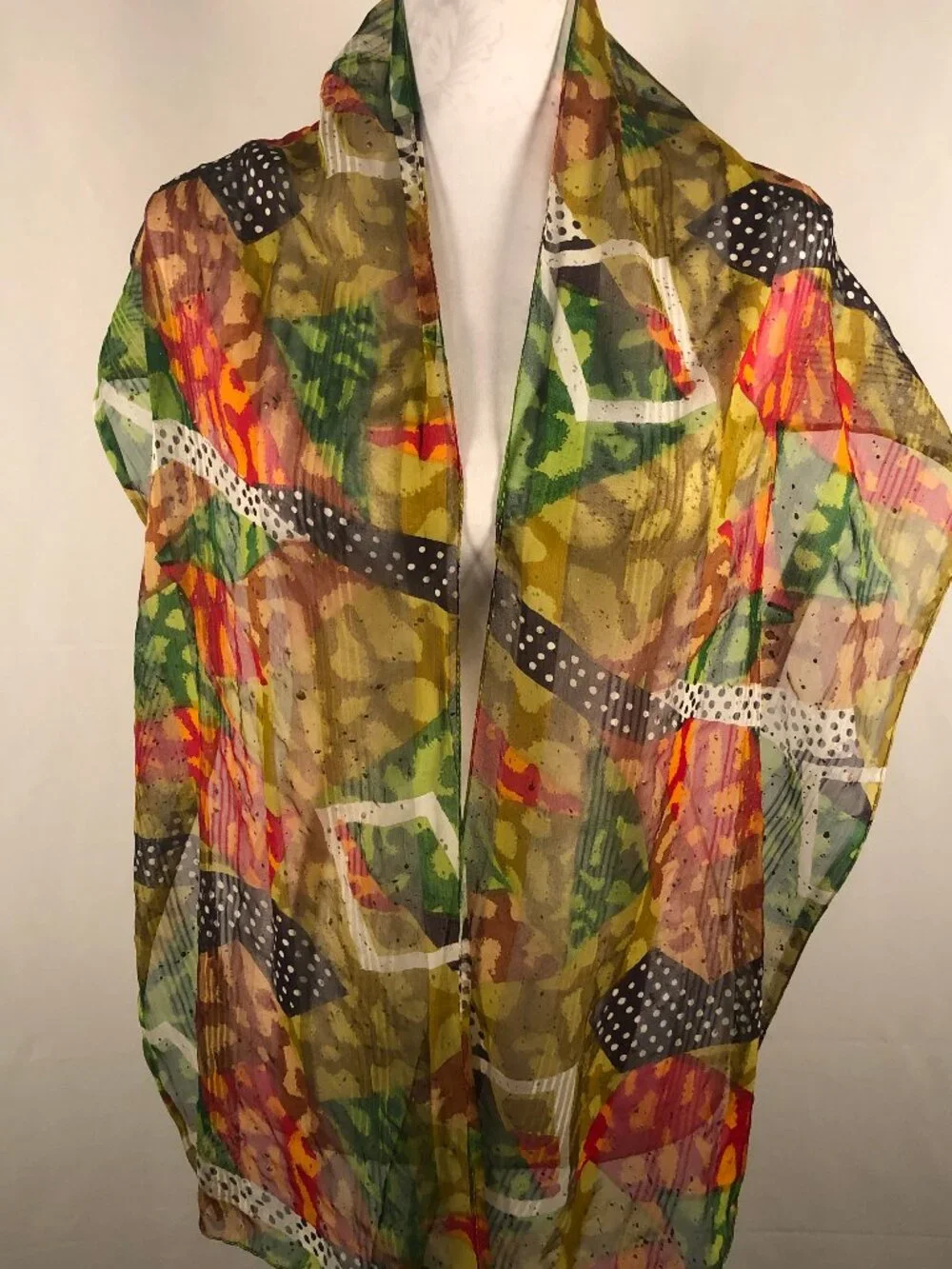 Vintage Wearable Art Sheer Chiffon Scarf